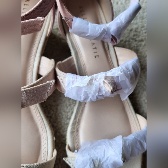 Kelly & Katie Espadrille Wedge Blush Pink & Tan Cheribeth Sandals Size 8.5 - Picture 6 of 10